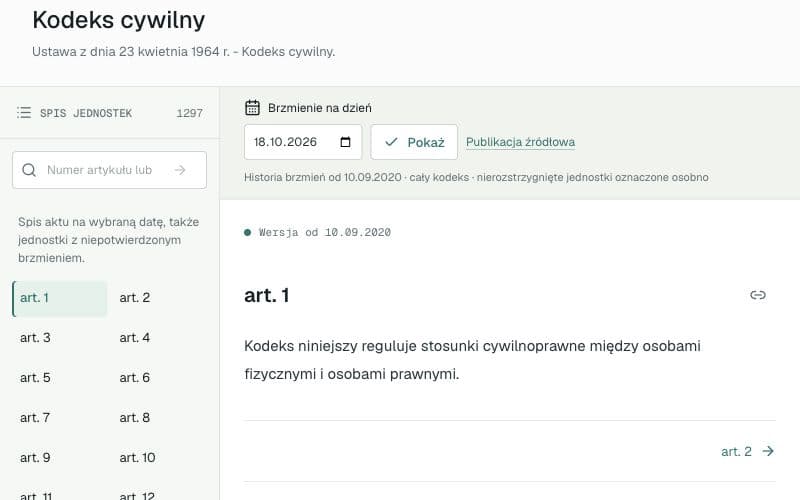Normoteka: treść Kodeksu cywilnego i nawigacja po przepisach